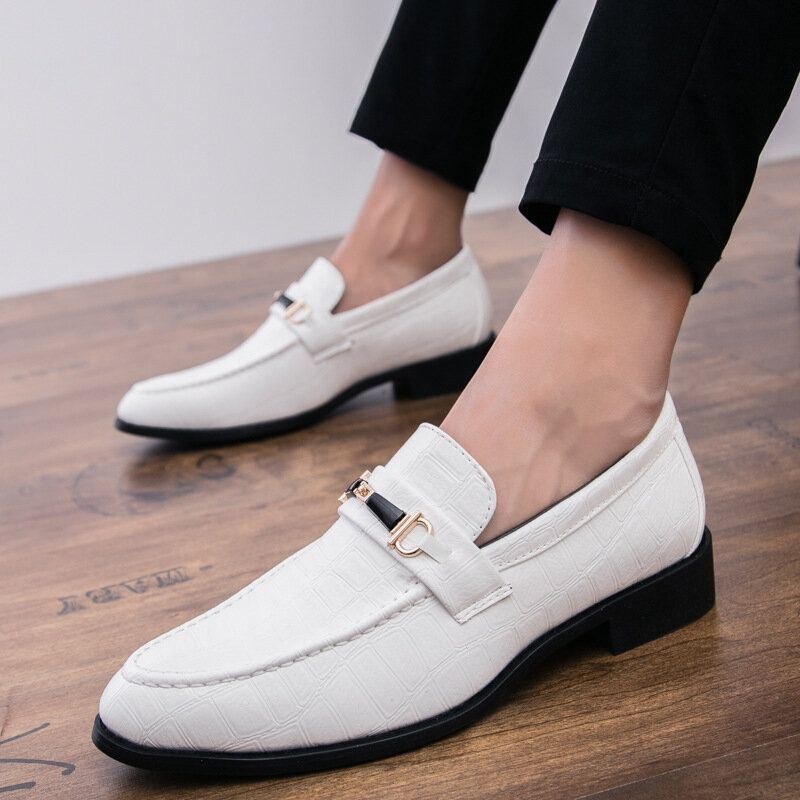 Herr Microfiber Läder Andas Mjuk Sula Slip On Klassiska Solida Casual Business Skor