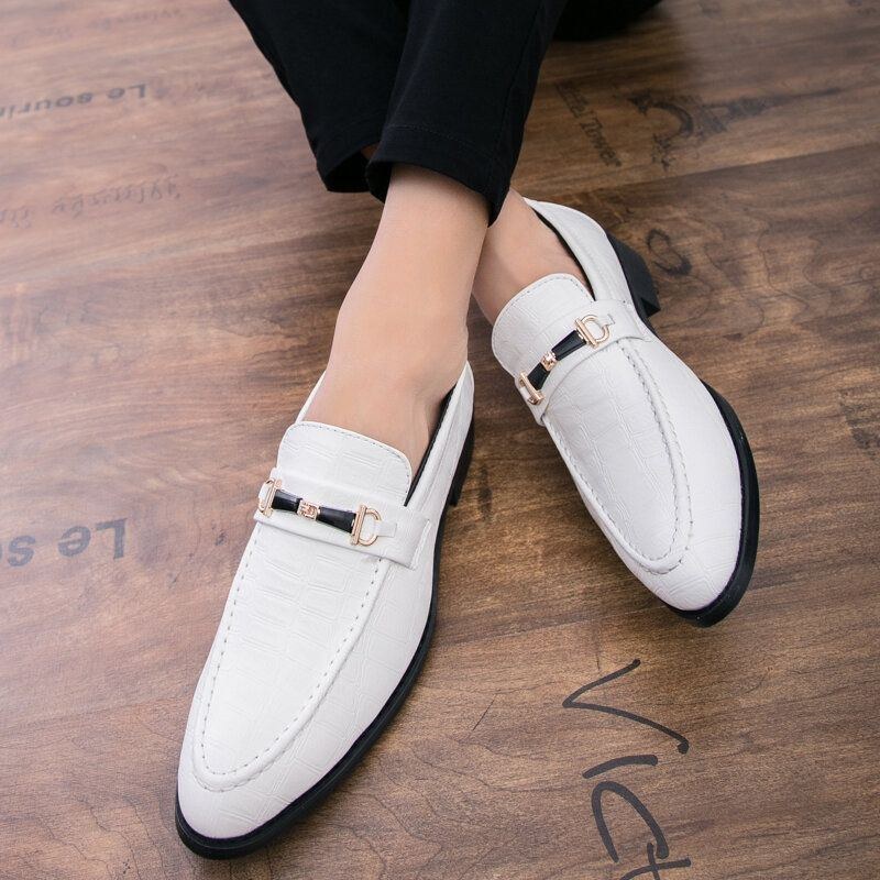 Herr Microfiber Läder Andas Mjuk Sula Slip On Klassiska Solida Casual Business Skor