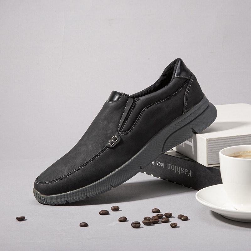 Herr Microfiber Läder Bekväma Slip-on Business Casual Skor