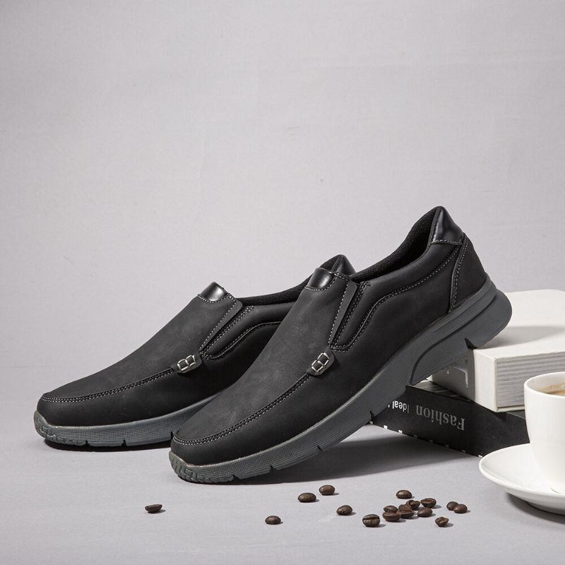 Herr Microfiber Läder Bekväma Slip-on Business Casual Skor