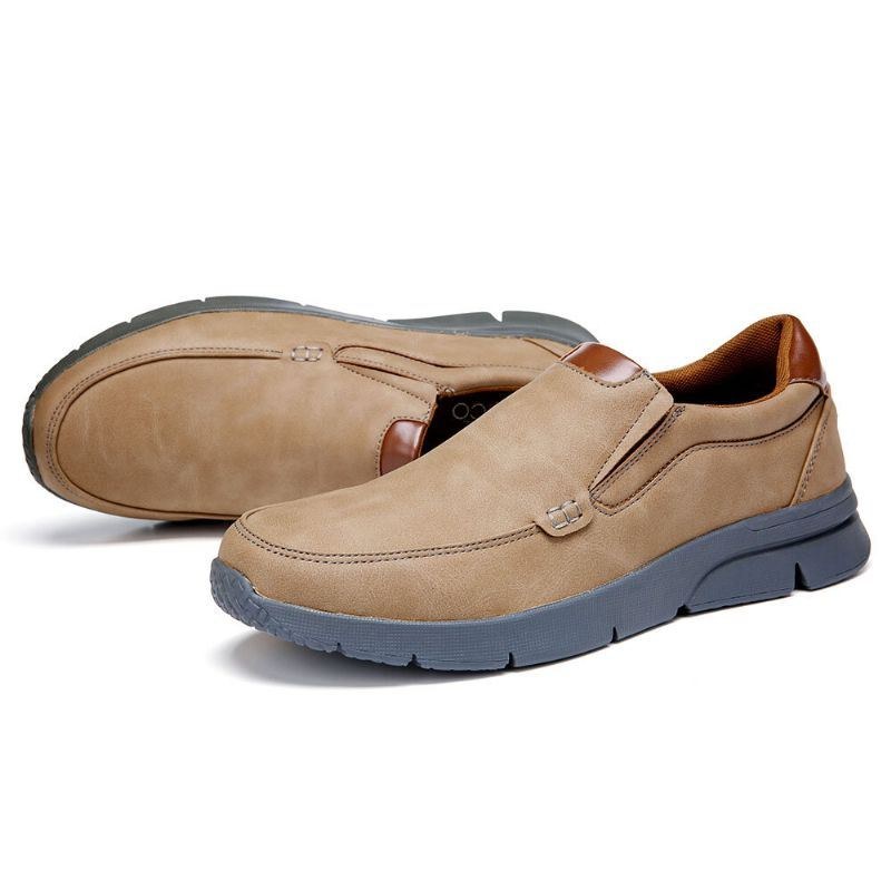 Herr Microfiber Läder Bekväma Slip-on Business Casual Skor