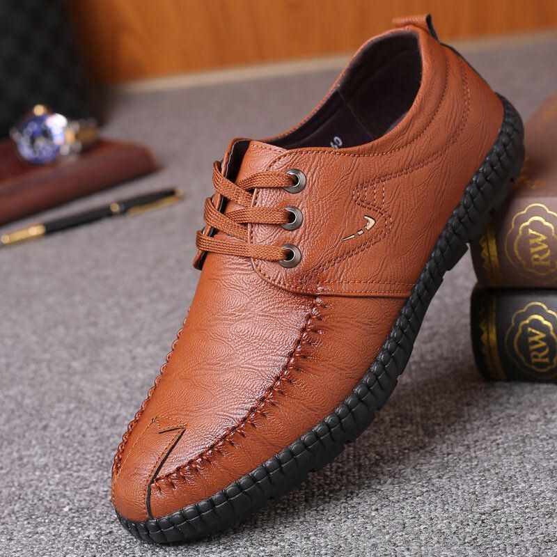 Herr Microfiber Pure Color Casual Soft Business Leather Loafers