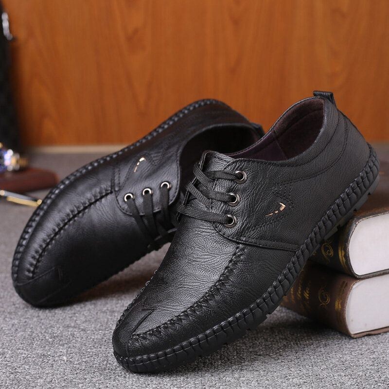 Herr Microfiber Pure Color Casual Soft Business Leather Loafers