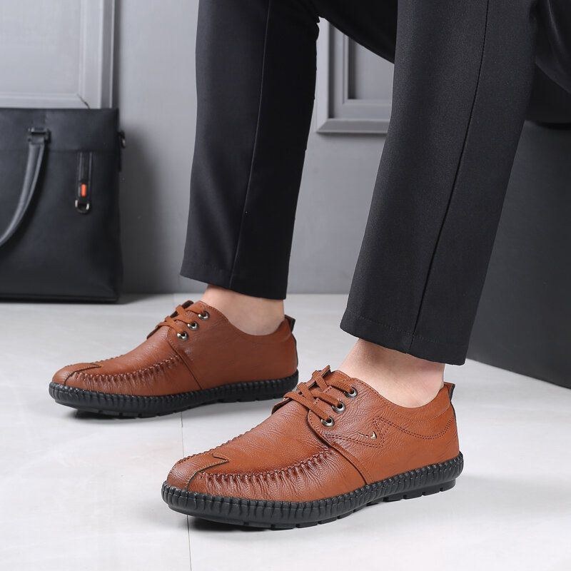 Herr Microfiber Pure Color Casual Soft Business Leather Loafers