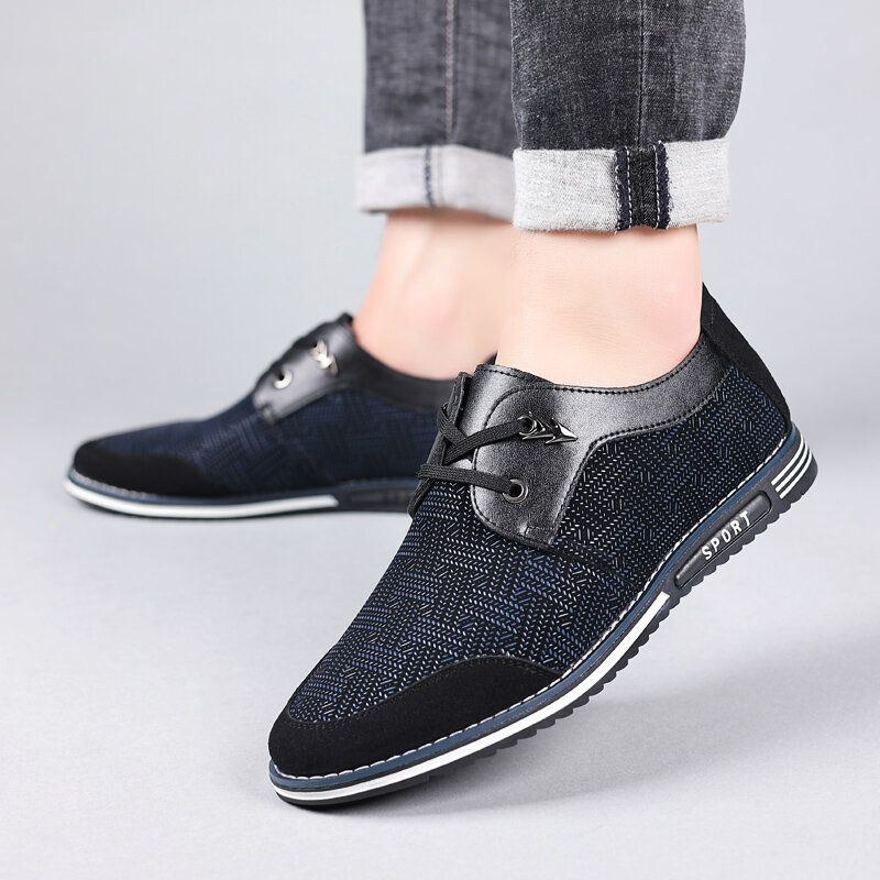 Herr Mikrofiber Andas Mjuk Botten Snörning Bekväma Loafers Casual Business Skor