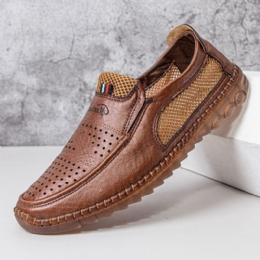 Herr Mikrofiber Ihålig Andas Handsömmar Mjuk Sula Slip On Casual Skor