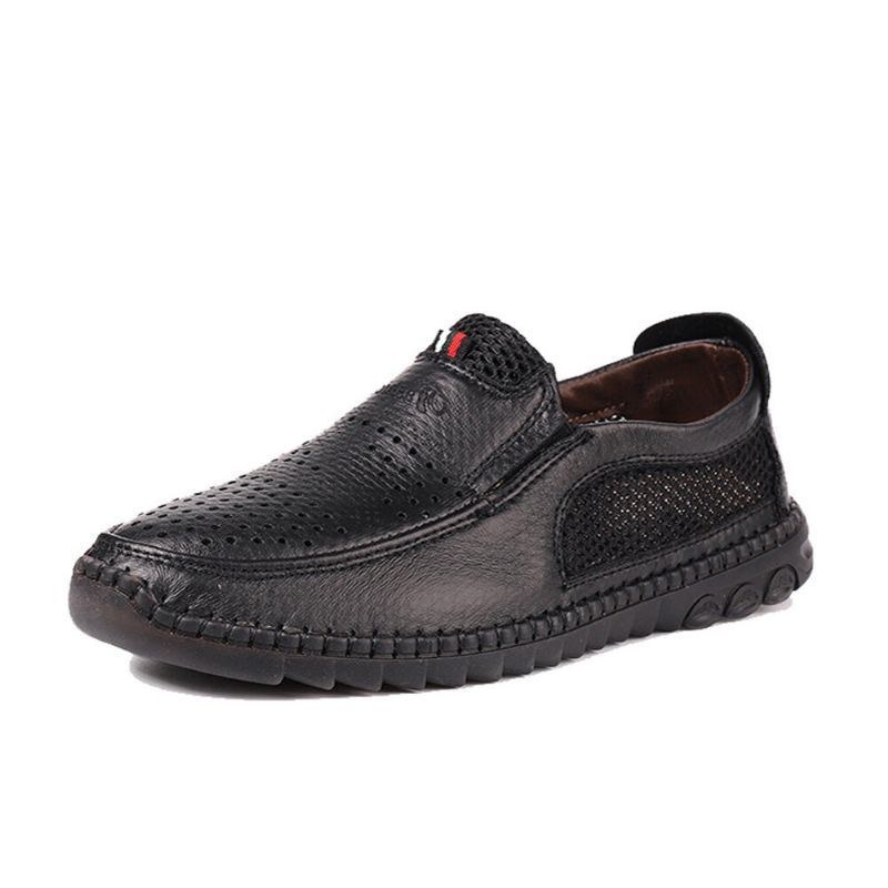 Herr Mikrofiber Ihålig Andas Handsömmar Mjuk Sula Slip On Casual Skor