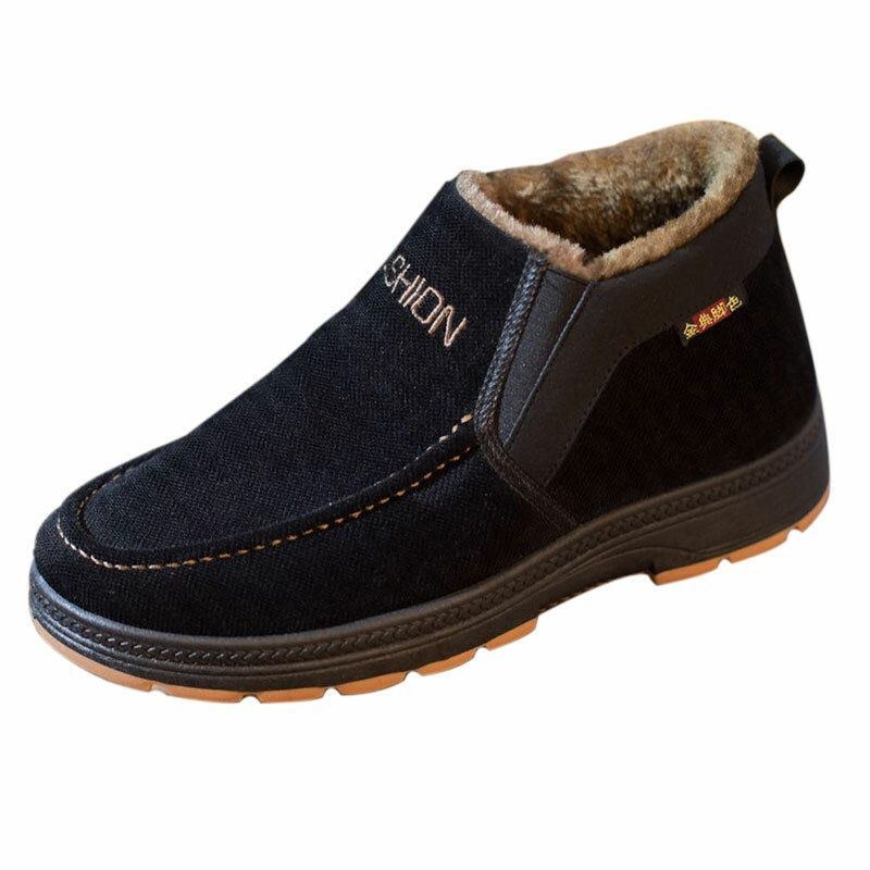 Herr Mjuk Sula Bekväm Slip-on Plus Velvet Thicken Varm Vinter Casual Bomullsskor