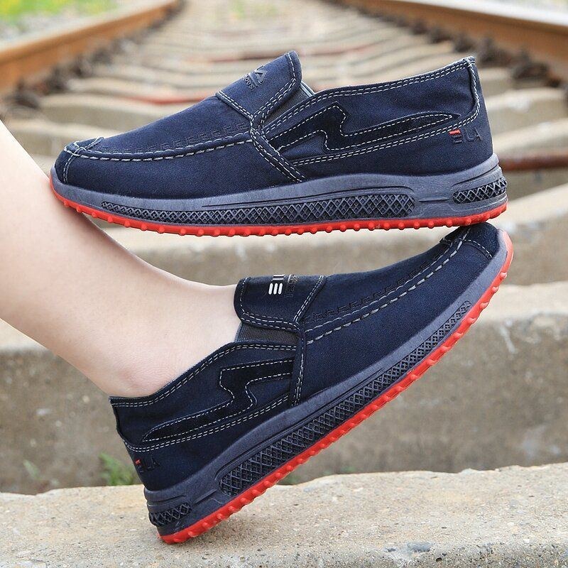 Herr Old Peking Comfy Andas Slip On Casual Canvas Skor