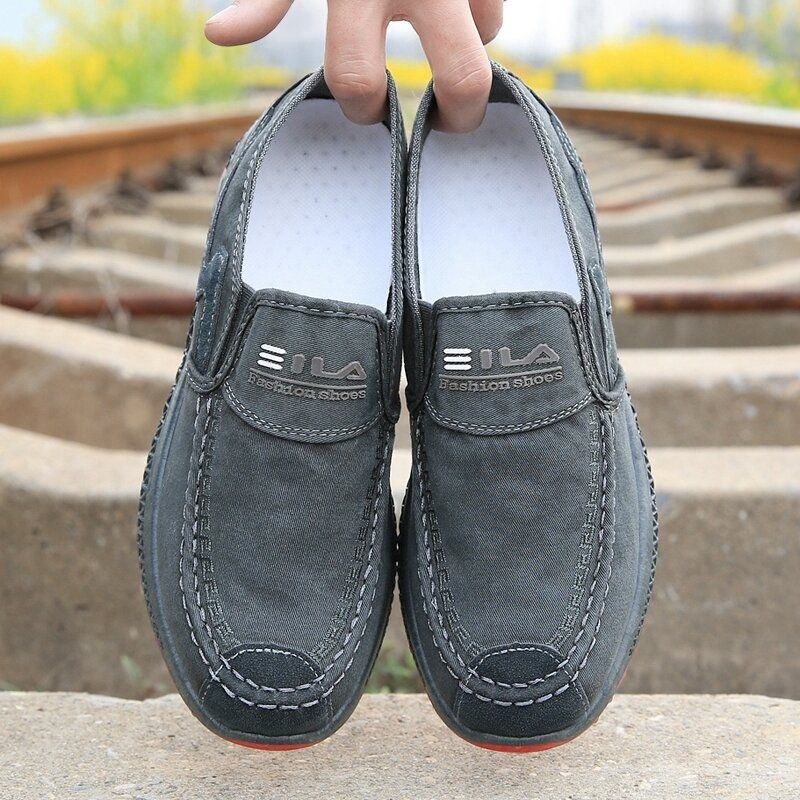 Herr Old Peking Comfy Andas Slip On Casual Canvas Skor