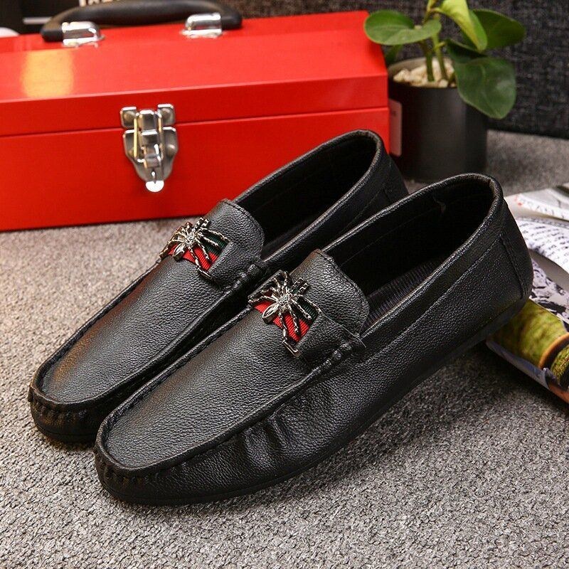 Herr Pu Butterfly Decoration Mode Business Slip On Leather Loafers