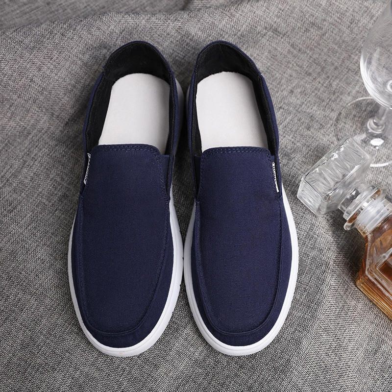 Herr Pure Color Canvas Andas Slip On Flats Casual Skor