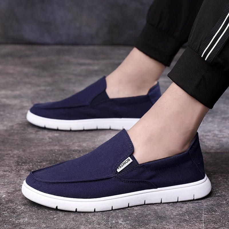 Herr Pure Color Canvas Andas Slip On Flats Casual Skor