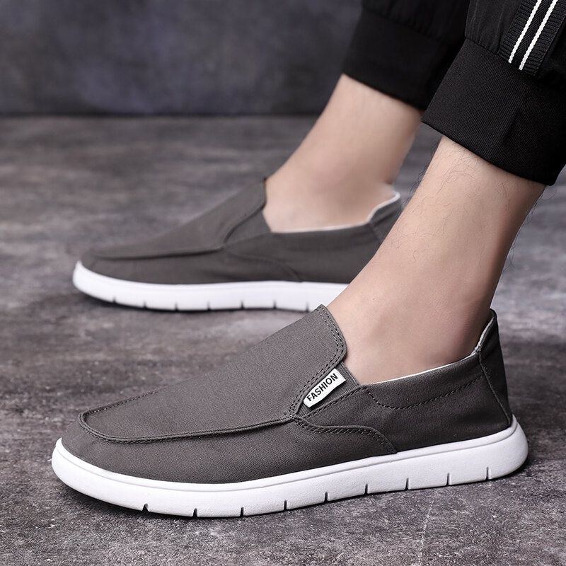 Herr Pure Color Canvas Andas Slip On Flats Casual Skor