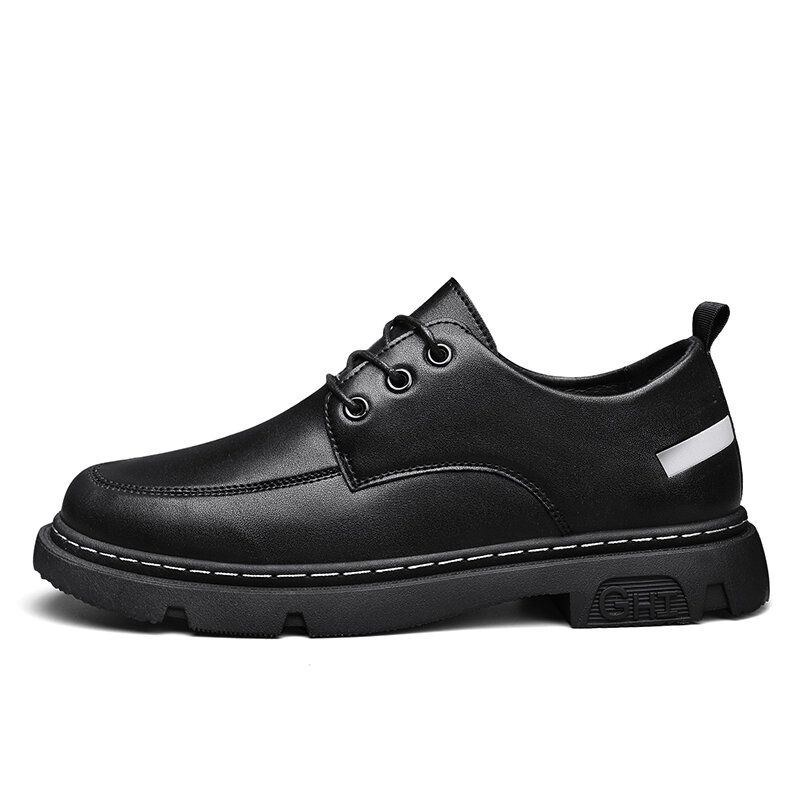 Herr Pure Color Non-slip Cow Leather Casual Shoes