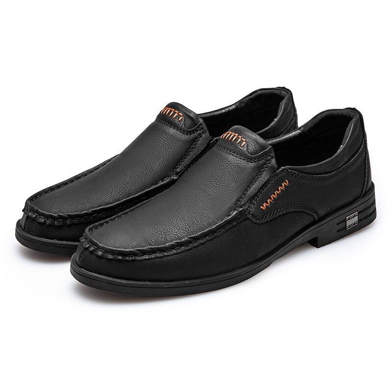 Herr Retro Cow Leather Halkbeständiga Slip On Casual Skor