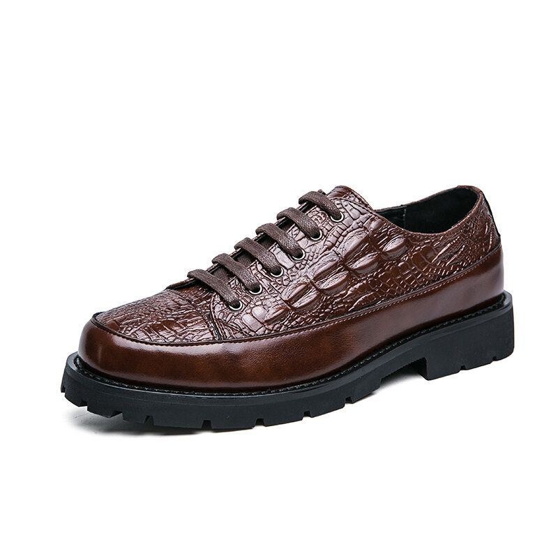 Herr Retro Crocodile Embossing Snörklänning Casual Skor