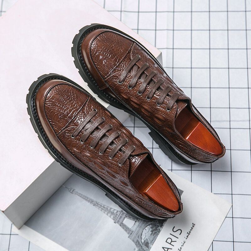 Herr Retro Crocodile Embossing Snörklänning Casual Skor