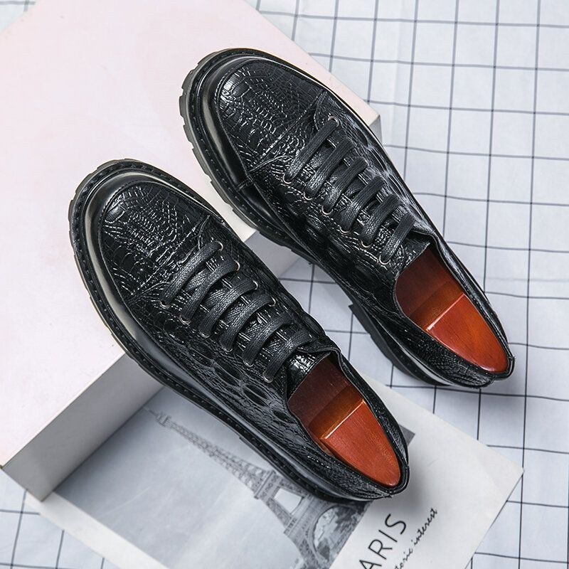 Herr Retro Crocodile Embossing Snörklänning Casual Skor