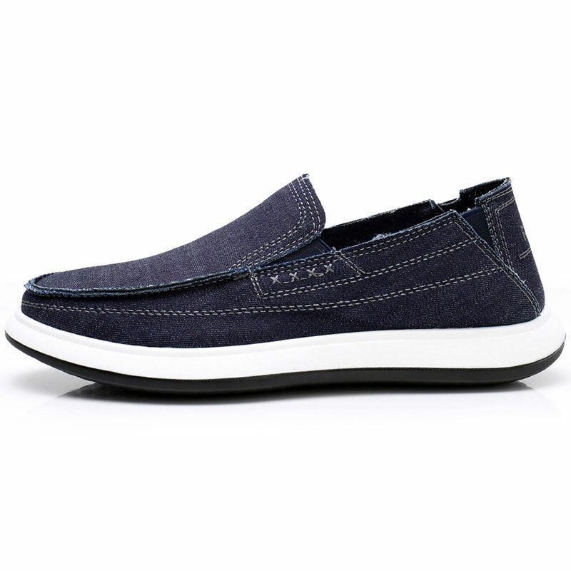 Herr Tvättad Canvas Bekväm Mjuk Sula Slip On Walking Shoes