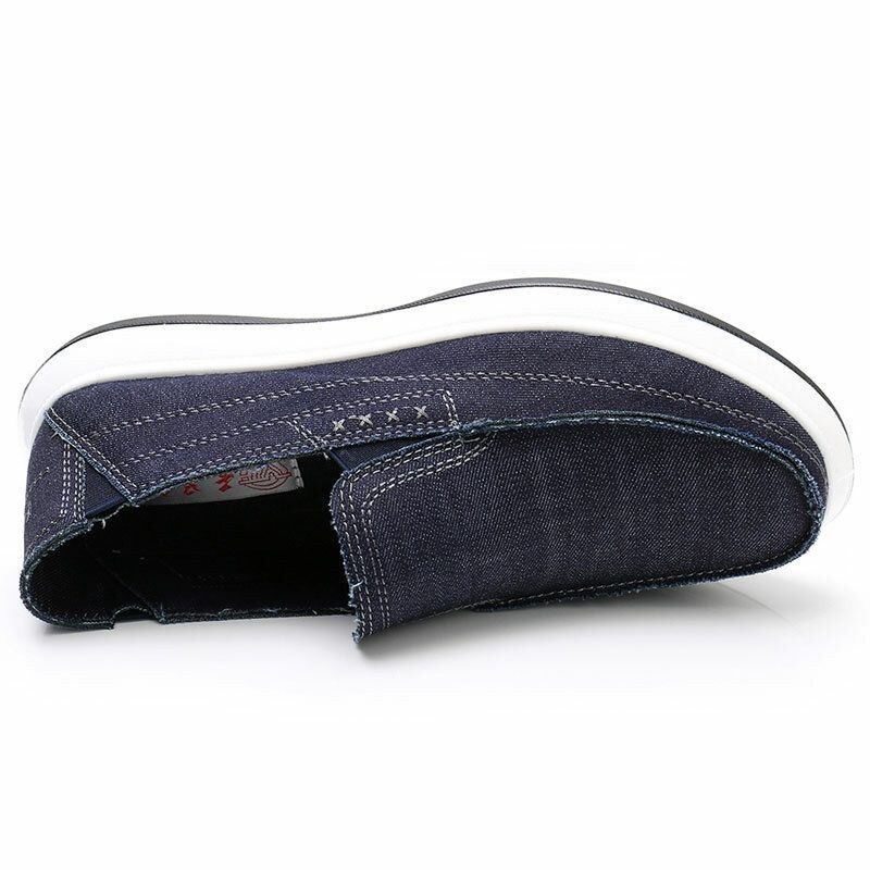 Herr Tvättad Canvas Bekväm Mjuk Sula Slip On Walking Shoes