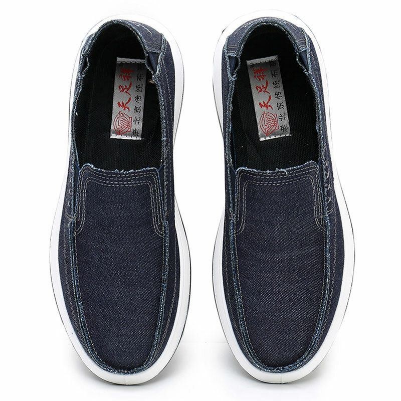 Herr Tvättad Canvas Bekväm Mjuk Sula Slip On Walking Shoes