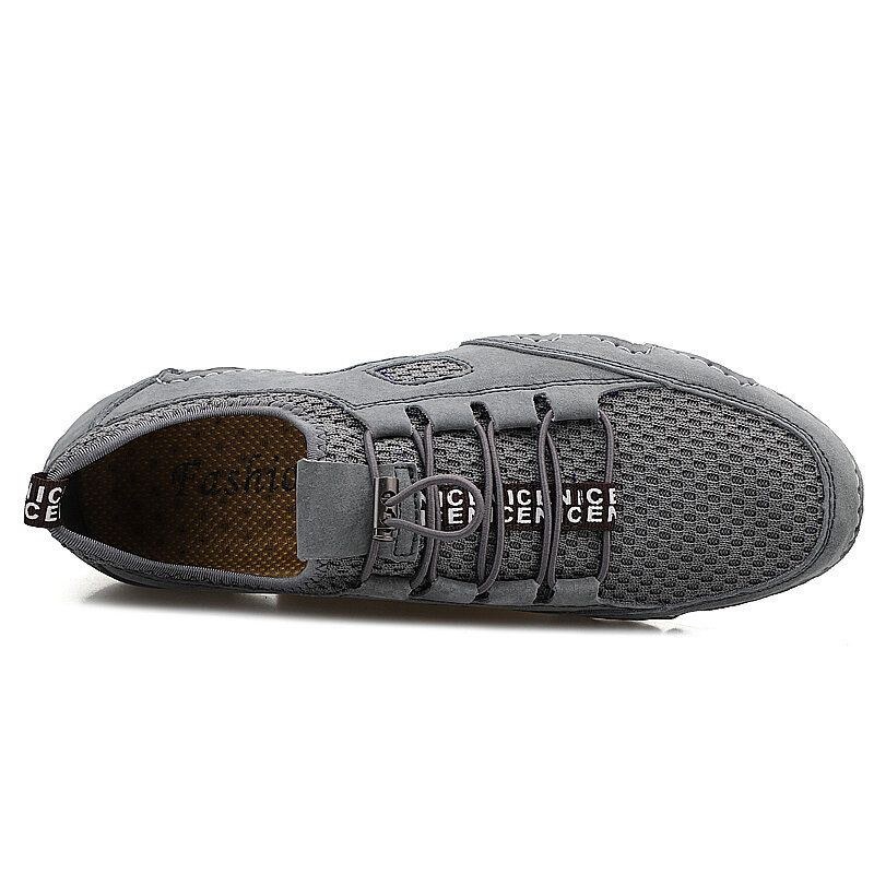 Herr Tyg Mesh Bekväm Andas Halkfria Casual Driving Flats