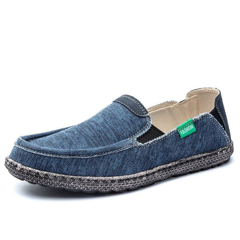 Herrtvättad Canvas Bekväma Ventilerande Slip On Casual Skor