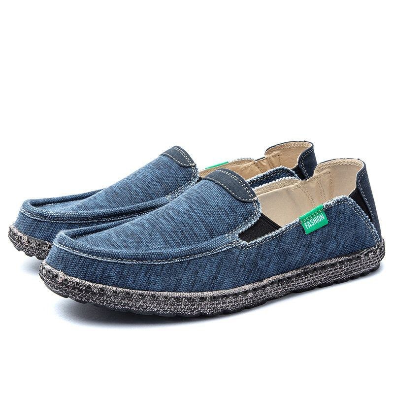 Herrtvättad Canvas Bekväma Ventilerande Slip On Casual Skor