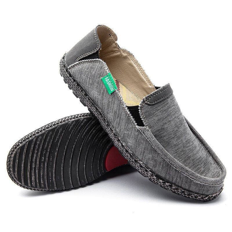 Herrtvättad Canvas Bekväma Ventilerande Slip On Casual Skor