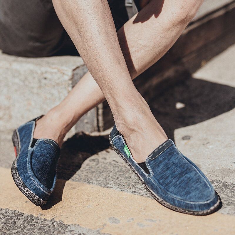 Herrtvättad Canvas Bekväma Ventilerande Slip On Casual Skor