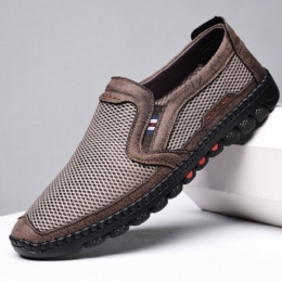 Kohud För Män Andas Mesh Ihålig Mjuk Botten Slip On Flat Casual Skor