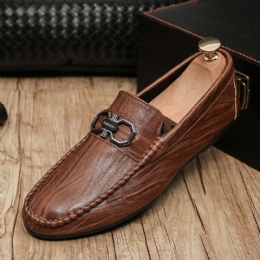 Läder Mikrofiber För Män Andas Halkbeständiga Bekväm Körning Casual Loafers