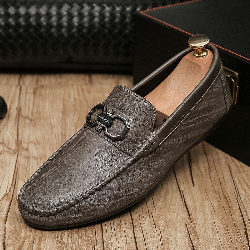 Läder Mikrofiber För Män Andas Halkbeständiga Bekväm Körning Casual Loafers