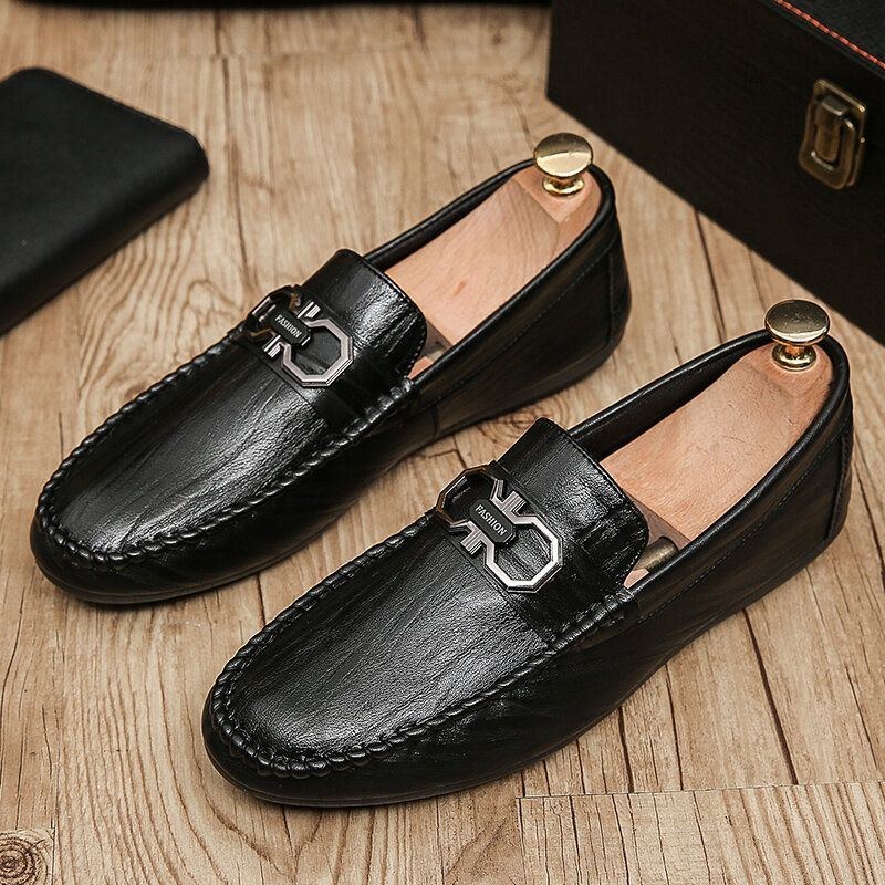 Läder Mikrofiber För Män Andas Halkbeständiga Bekväm Körning Casual Loafers