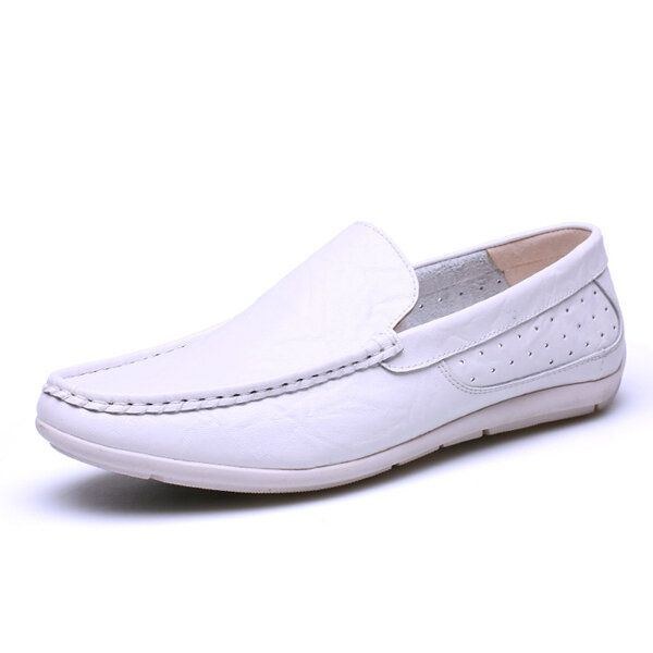 Nya Män Casual Outdoor Mjukt Bekvämt Läder Slip On Flats Loafers Skor