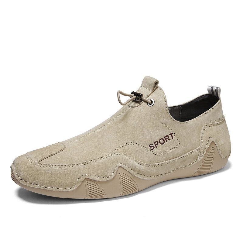 Tighta Sömmar För Män Grisskinn Läder Bekvämt Halkfritt Mjuka Slip On Casual Körskor