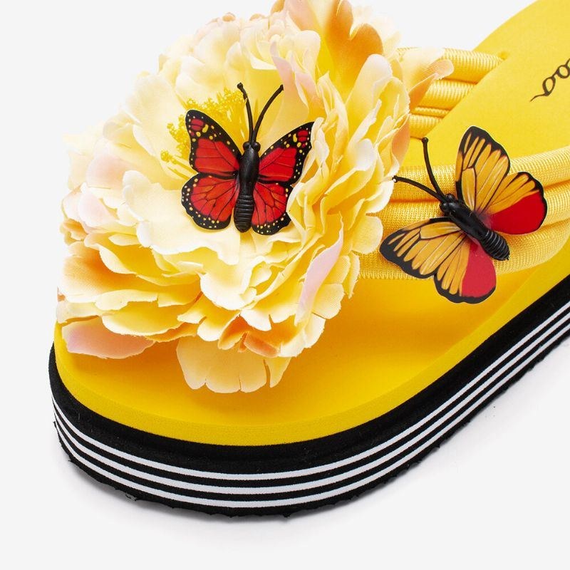 Dam Blommor Butterfly Decor Clip Toe Beach Platform Tofflor