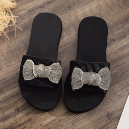 Dam Bowknot Decor Comfy Soft Platt Platform Slides Tofflor