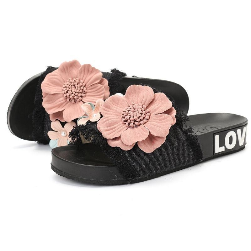 Dam Casual Beach Flowers Denim Tofflor