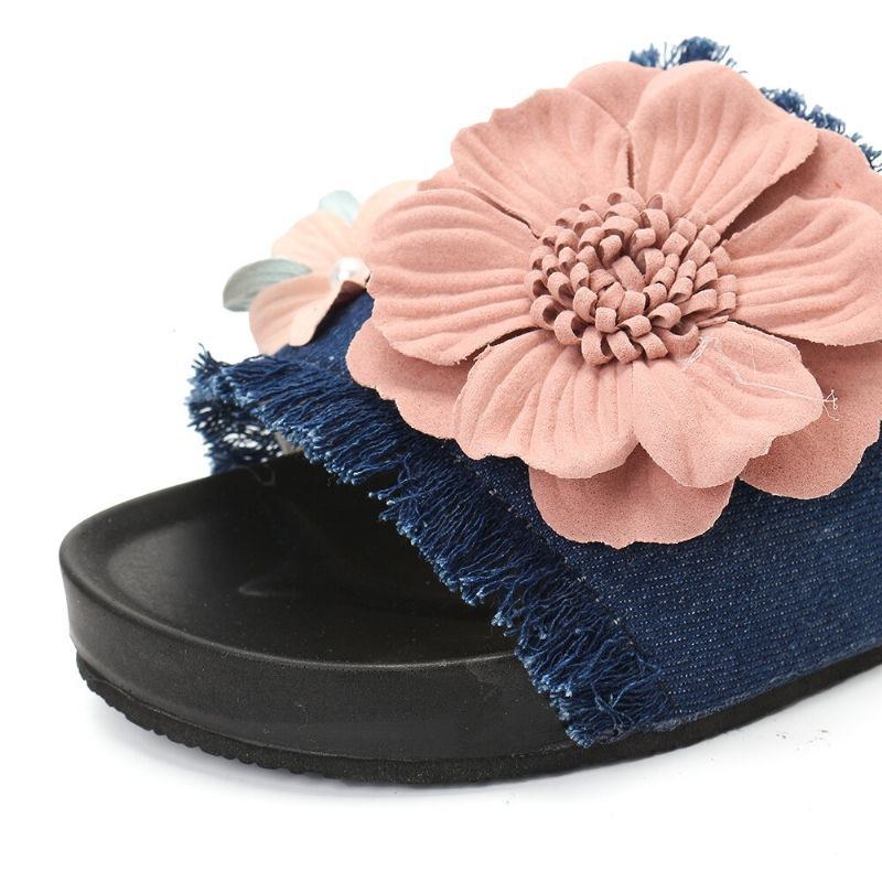 Dam Casual Beach Flowers Denim Tofflor