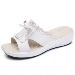 Dam Slip On Causal Shoe Läder Tofs Flat Sandaler