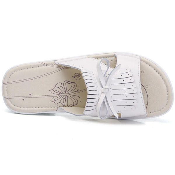 Dam Slip On Causal Shoe Läder Tofs Flat Sandaler