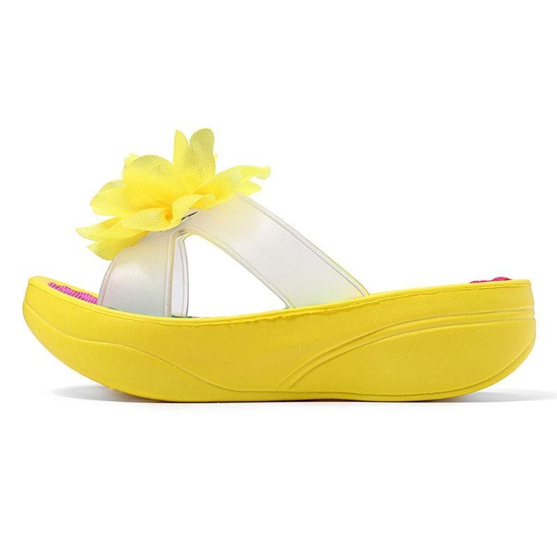 Dam Sommartofflor Flip Flops Plattform Blommiga Skor