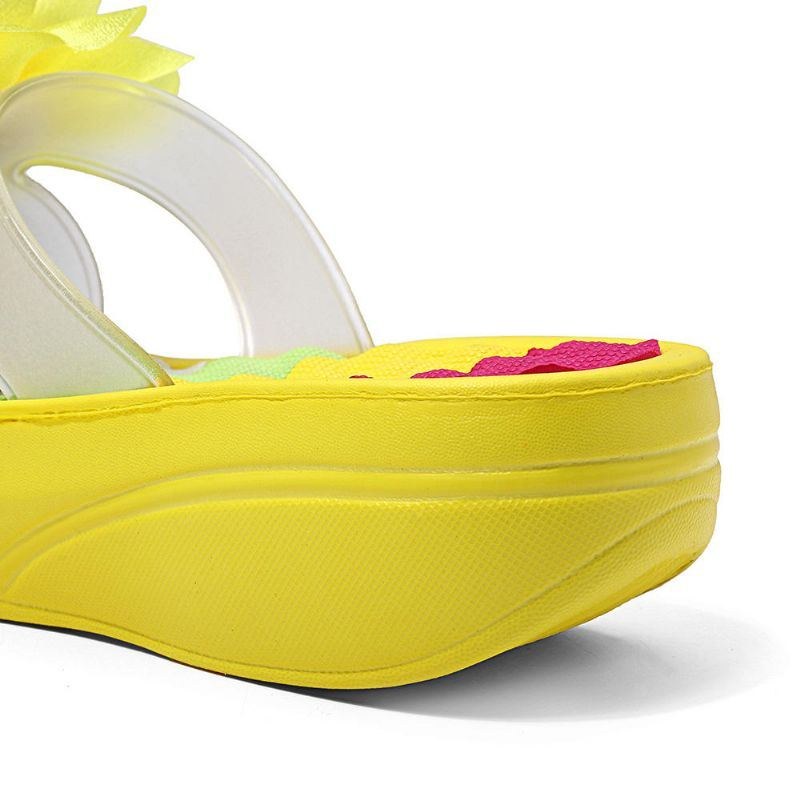 Dam Sommartofflor Flip Flops Plattform Blommiga Skor