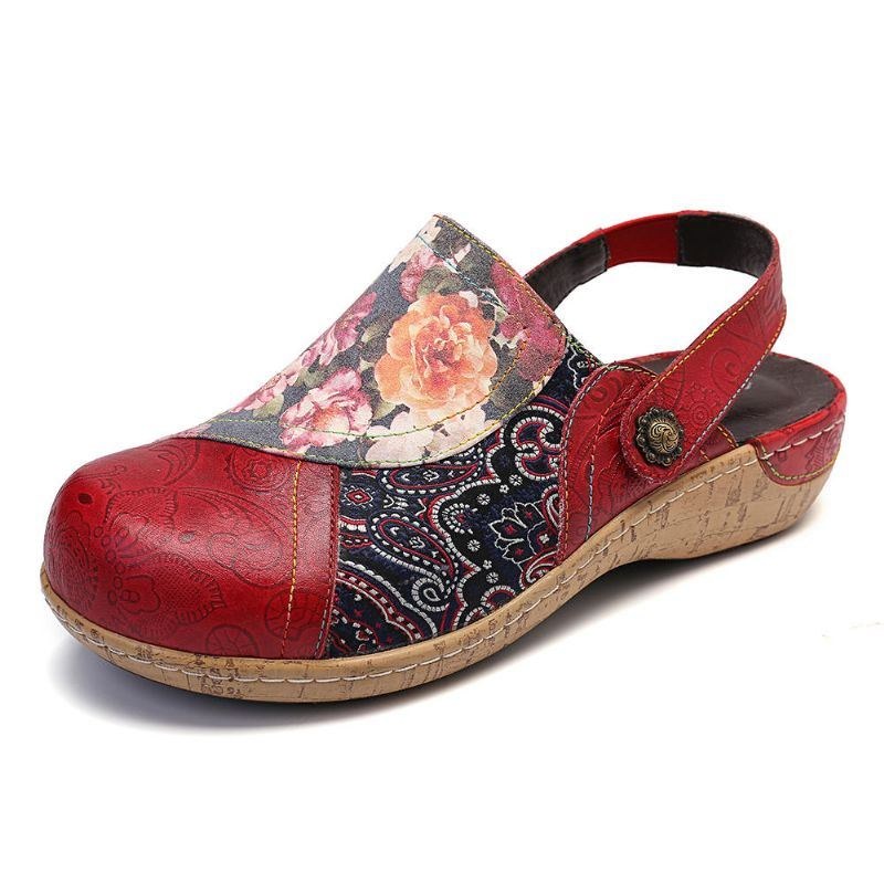 Dam Super Comfy Bloom Blommor Skarvning Retromönstersömmar Slip On Flats