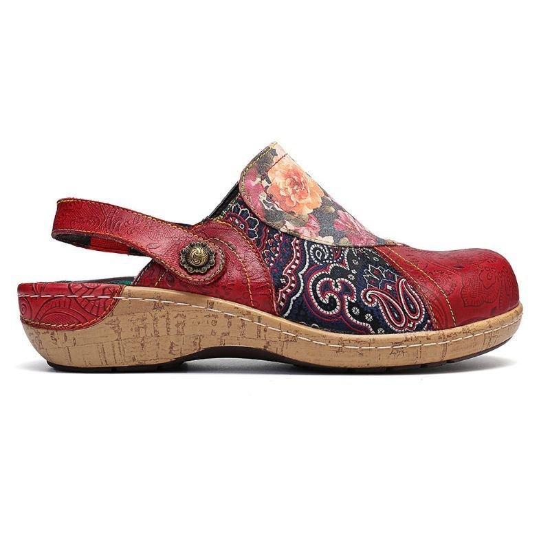 Dam Super Comfy Bloom Blommor Skarvning Retromönstersömmar Slip On Flats