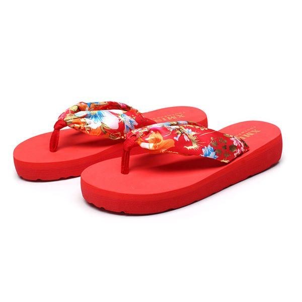 Stor Storlek Sommar Dam Strandtofflor Bohemia Flip Flops Andas Silk Tofflor