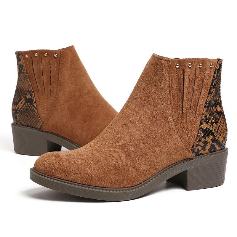 Dam Ådror Splicing Chunky Heel Casual Ankel Boots