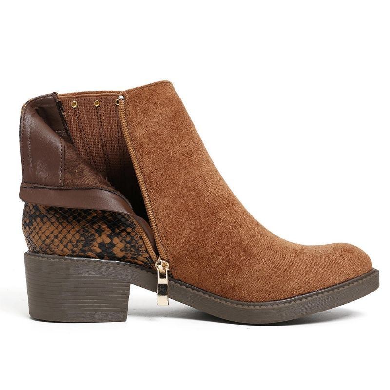 Dam Ådror Splicing Chunky Heel Casual Ankel Boots